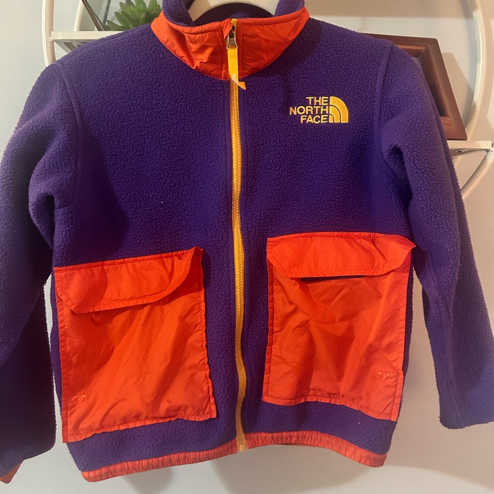 The North Face Youth Kids Medium M Retro Purple and Orange Fleece Jacket